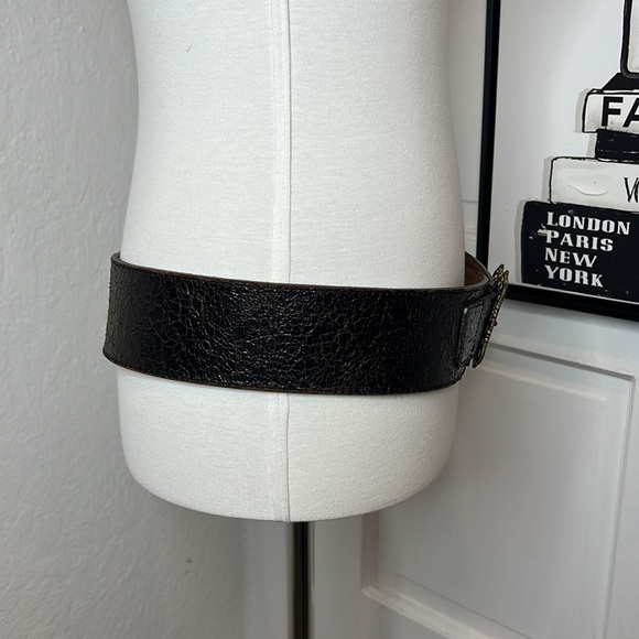 Fabio Corti Brown Crackled Leather Belt Size L - Picture 2 of 9